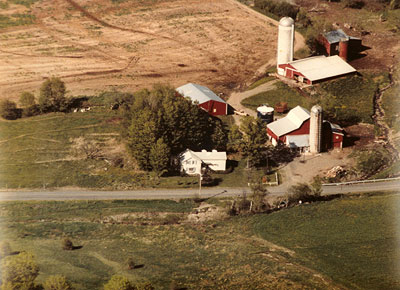 aerial shot of the farm circa 1973